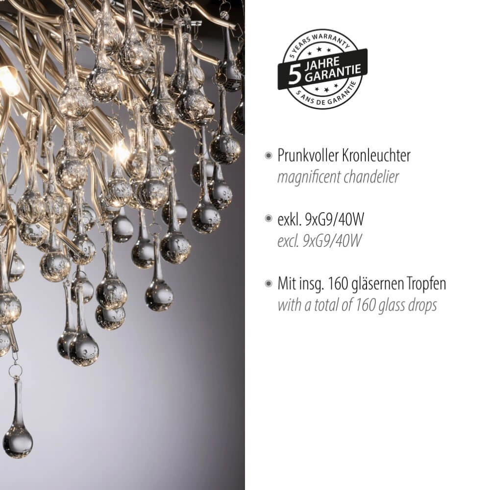 Kroonluchter Icicle metaal 50cm Paul Neuhaus 4012248352090