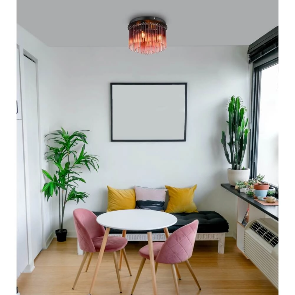 Zwarte plafondlamp Gorley met rood glas Ø 32cm Globo 9007371474967