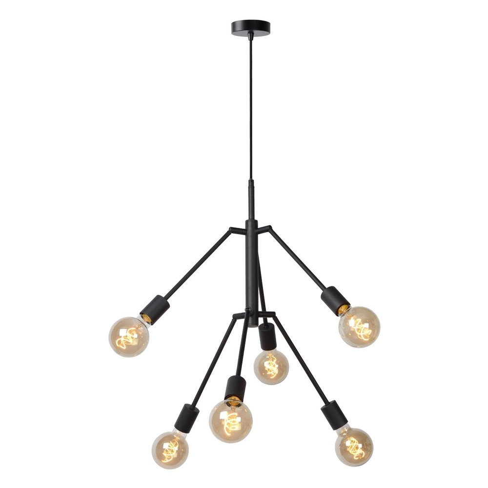 Hanglamp Lester zwart 6-lichts Lucide 5411212211330