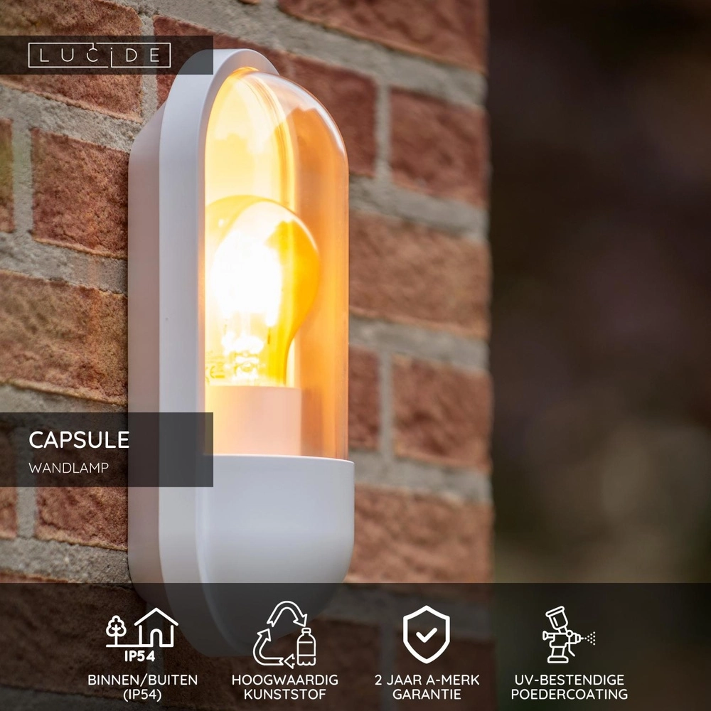 Wandlamp Capsule IP54 wit Lucide 5411212290465