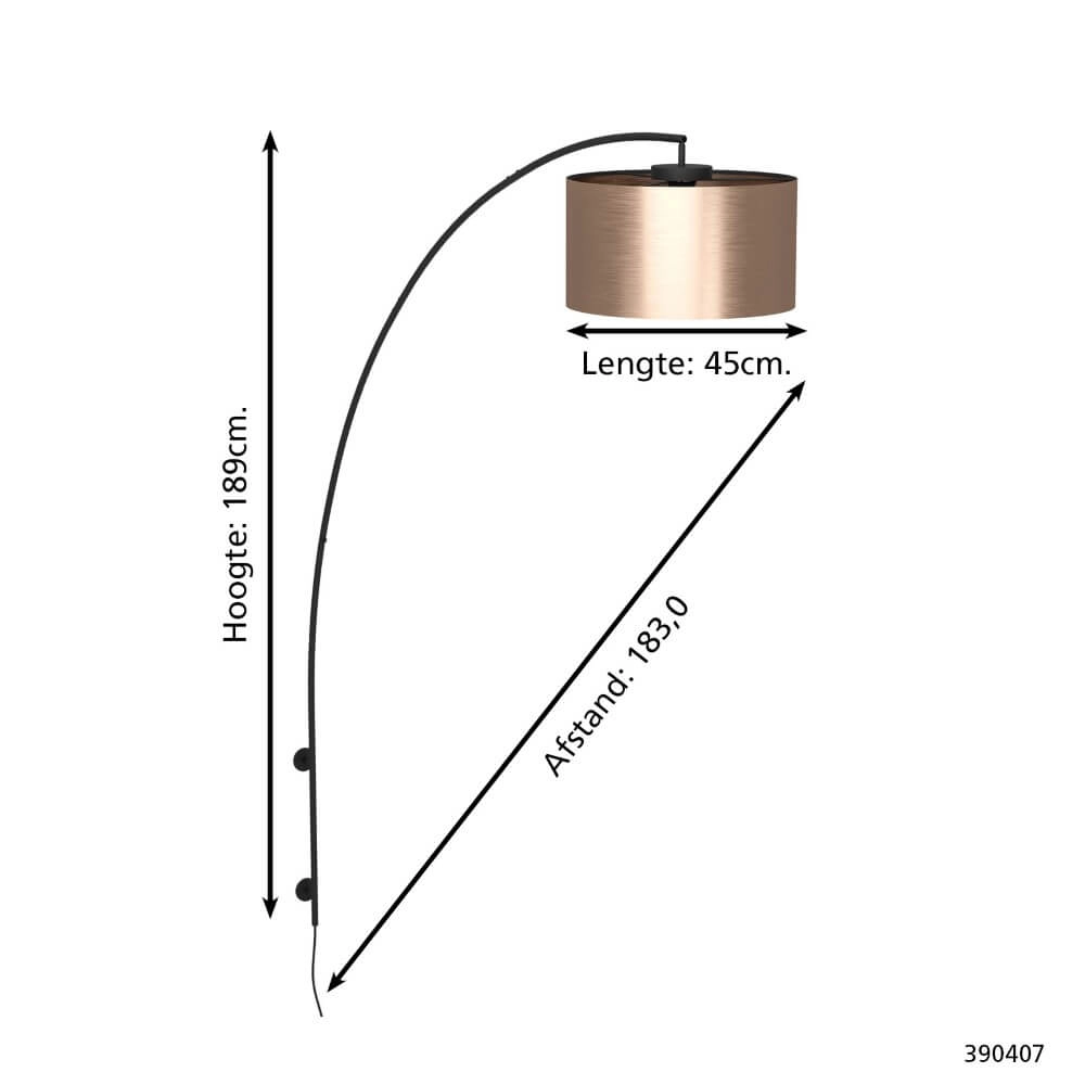 Design wandlamp Saganto 1 boog koper Stars of Light 9008606312542