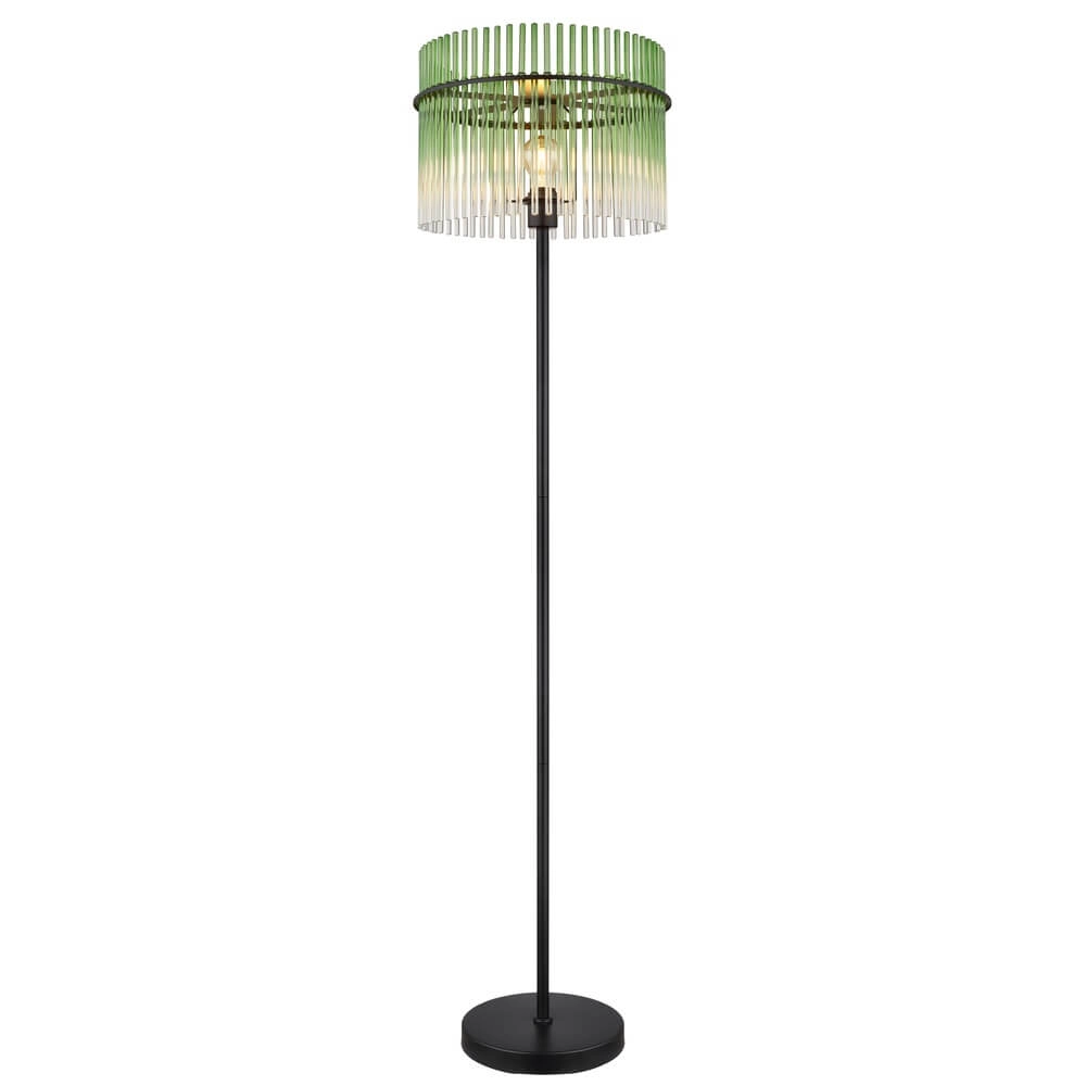 Zwarte vloerlamp Gorley met groen glas Ø 38cm