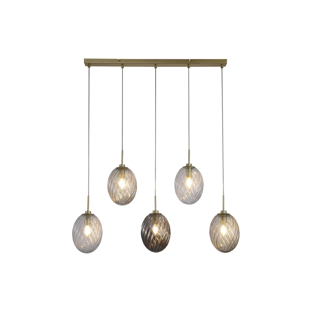 5-lichts hanglamp Whirl gekleurd glas 5-lichts hanglamp Whirl gekleurd glas