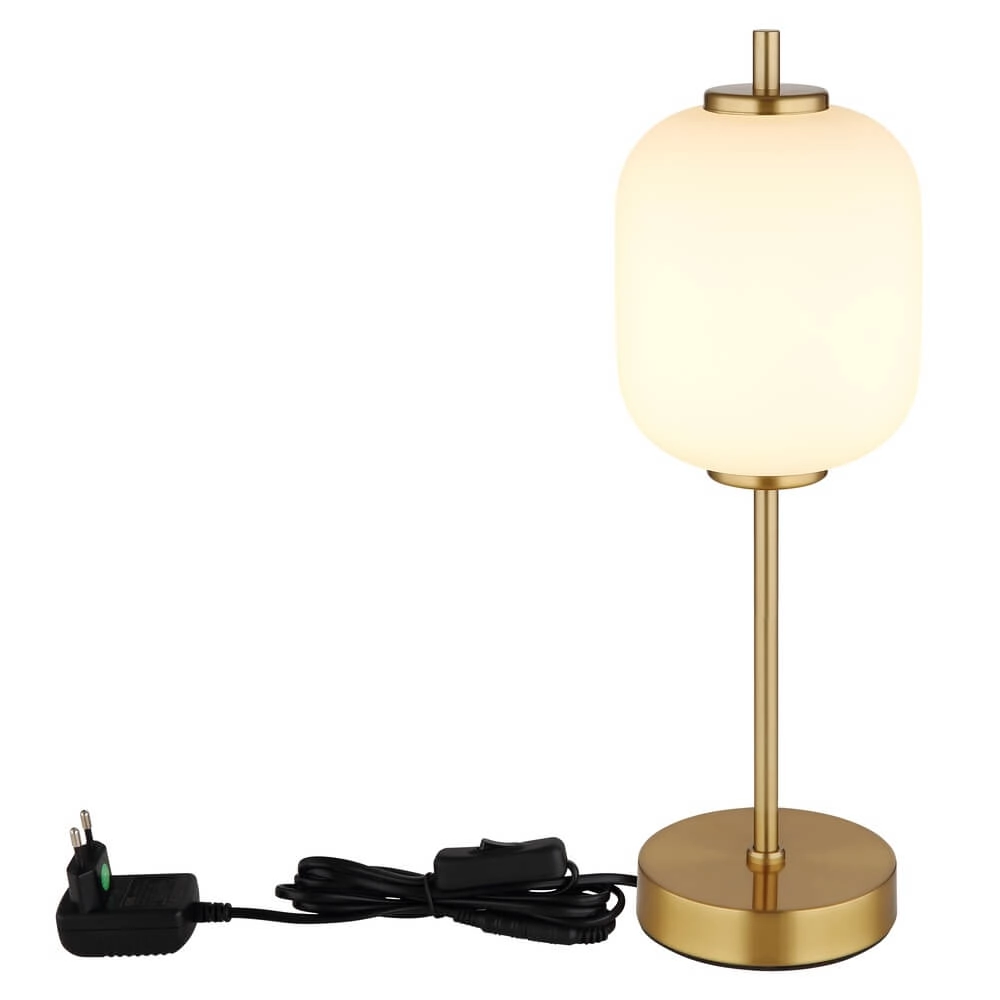 Gouden tafellamp Ewald wit glas Ø 13,5cm Globo 9007371468539