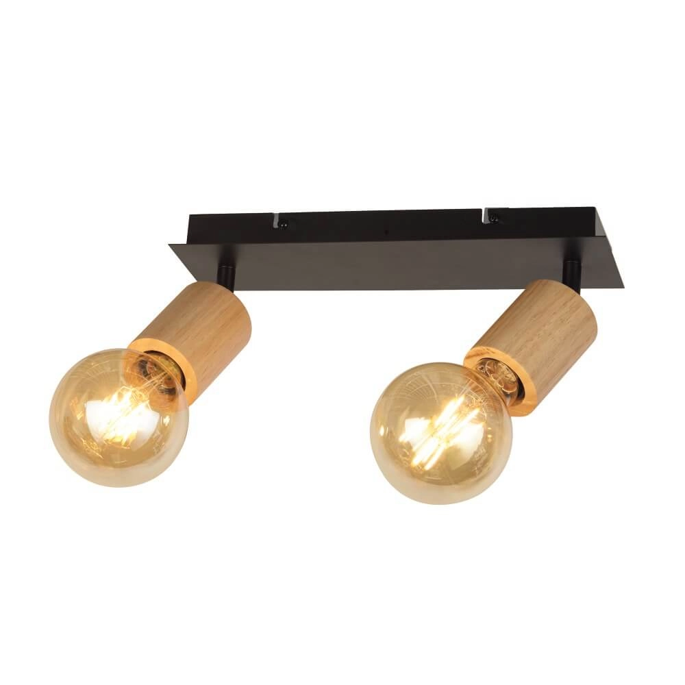 Houten plafondlamp Spinny 2-lichts Houten plafondlamp Spinny 2-lichts
