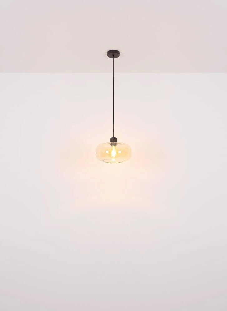 Zwarte hanglamp Giuseppe amber glas Globo 9007371444212