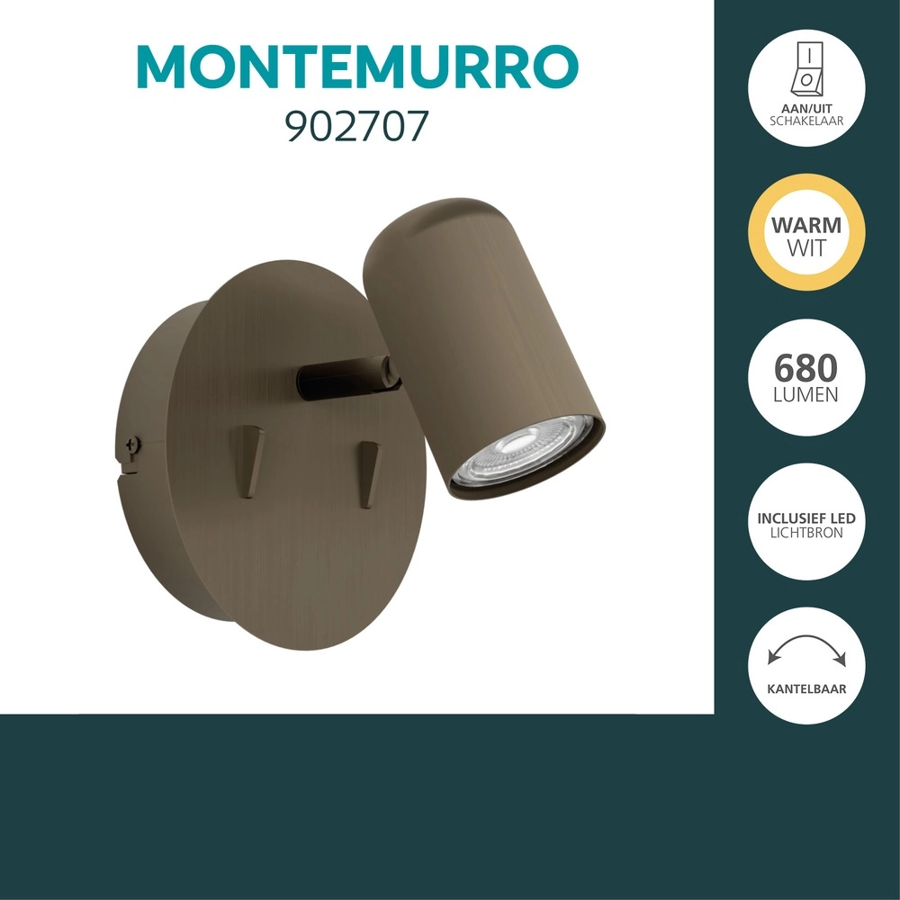 Opbouwspot Montemurro enkel donker brons Eglo 9008606392230