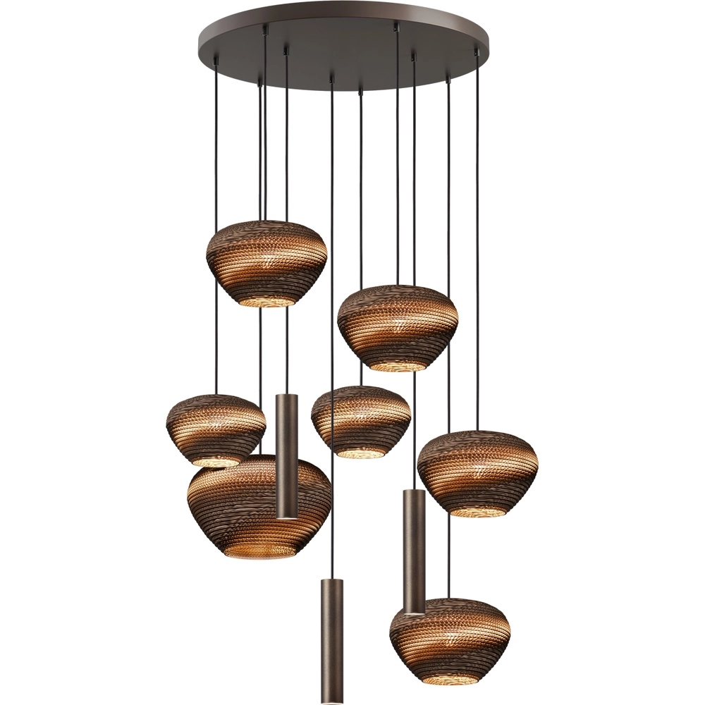 10-lichts hanglamp Cartone met Think Paper kappen