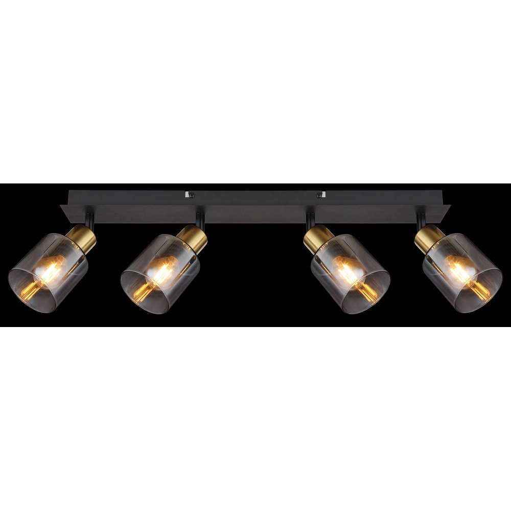 4-lichts plafondlamp Hollsy zwart met smoke glas Globo 9007371451852