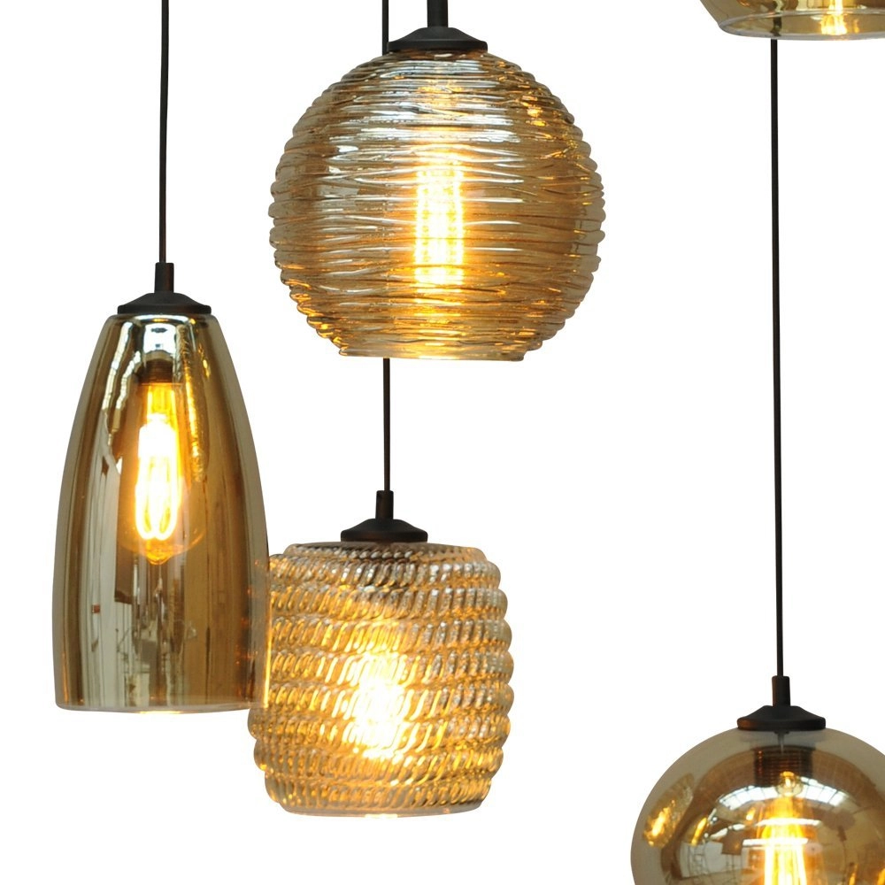 Vide hanglamp Quinto 5 Ø 50cm 5-lichts zwart met smoke glas Masterlight 8718121216539