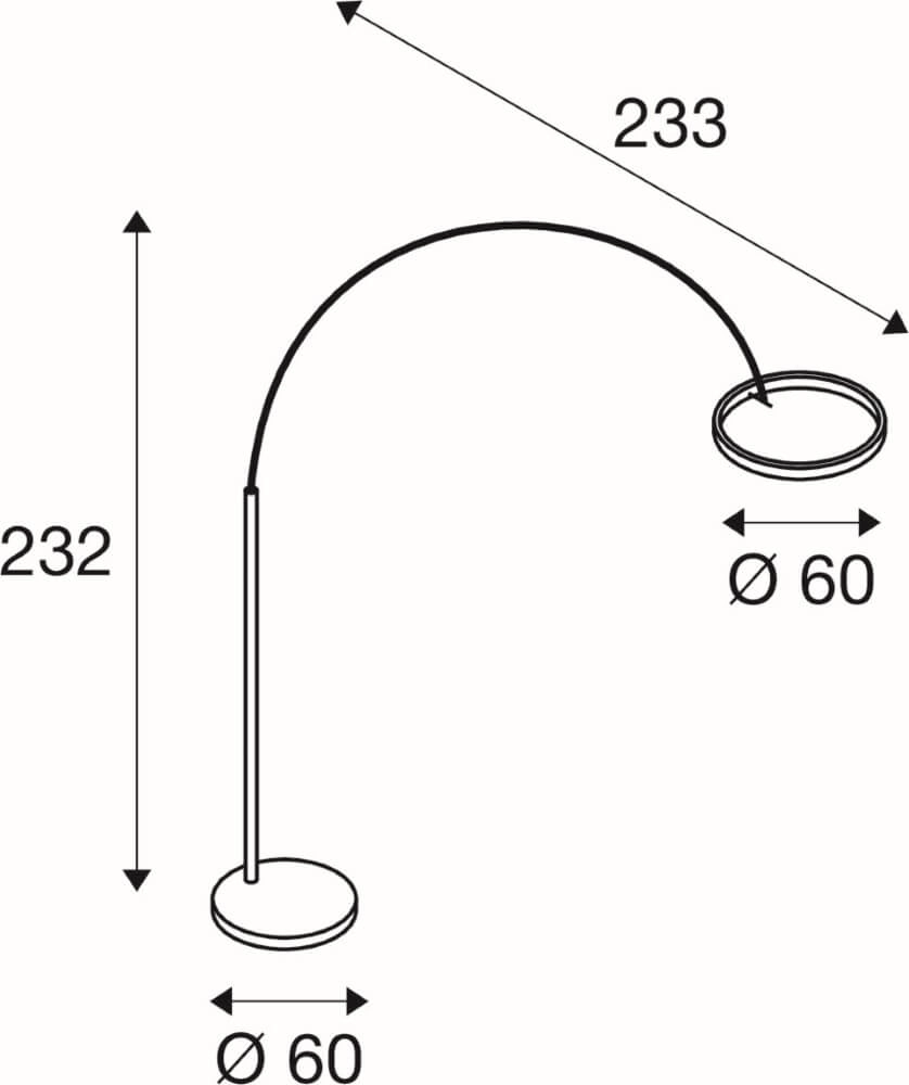 Led booglamp One Zwart met goud - 232cm SLV 4024163265560