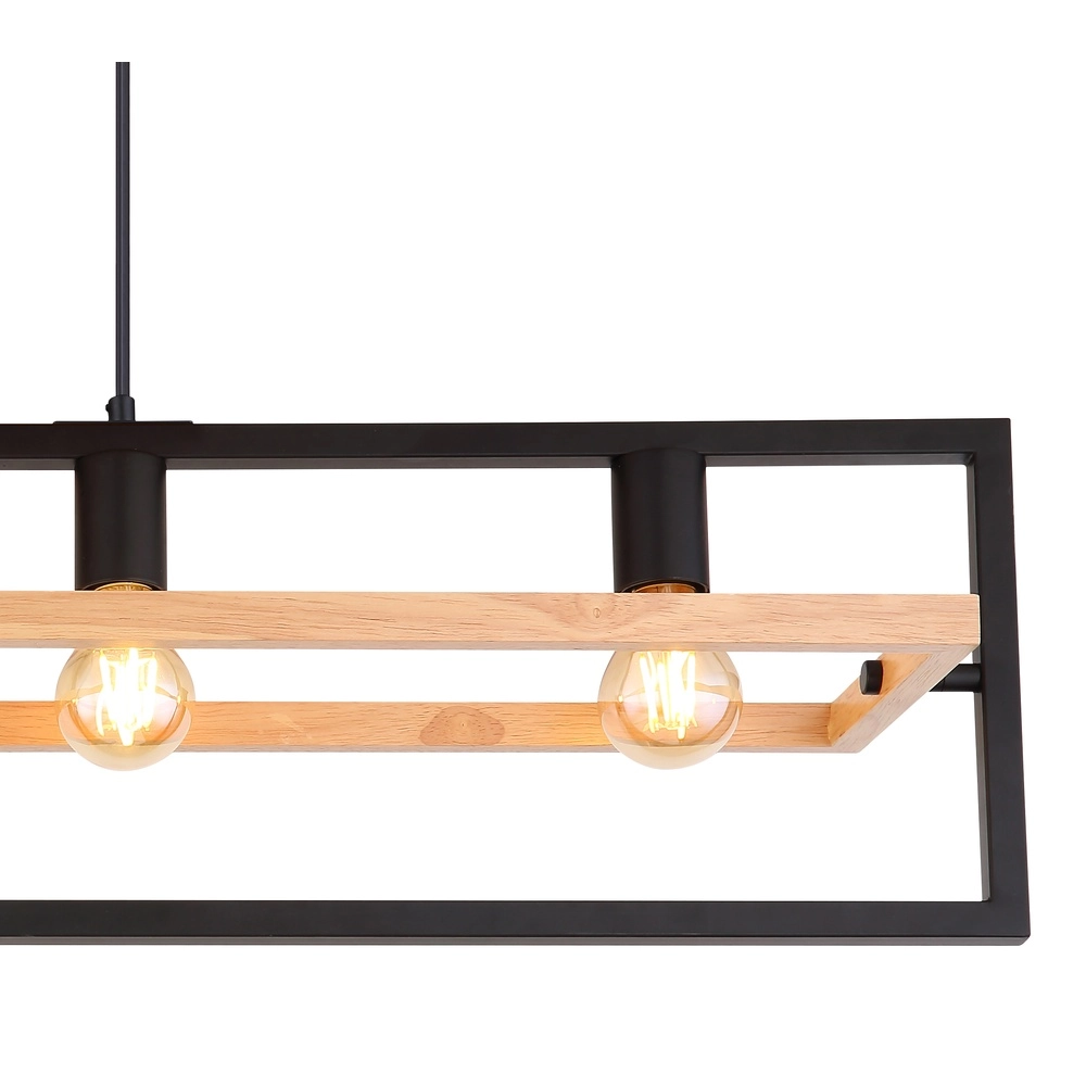 4-lichts hanglamp Erica zwart met hout Globo 9007371433711