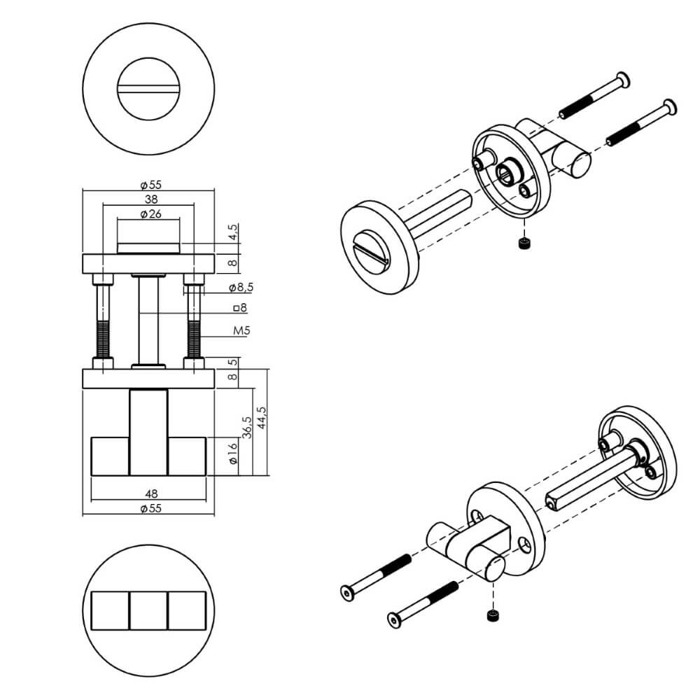 WC-sluiting Shiraat links koper mat Intersteel 8714186564363