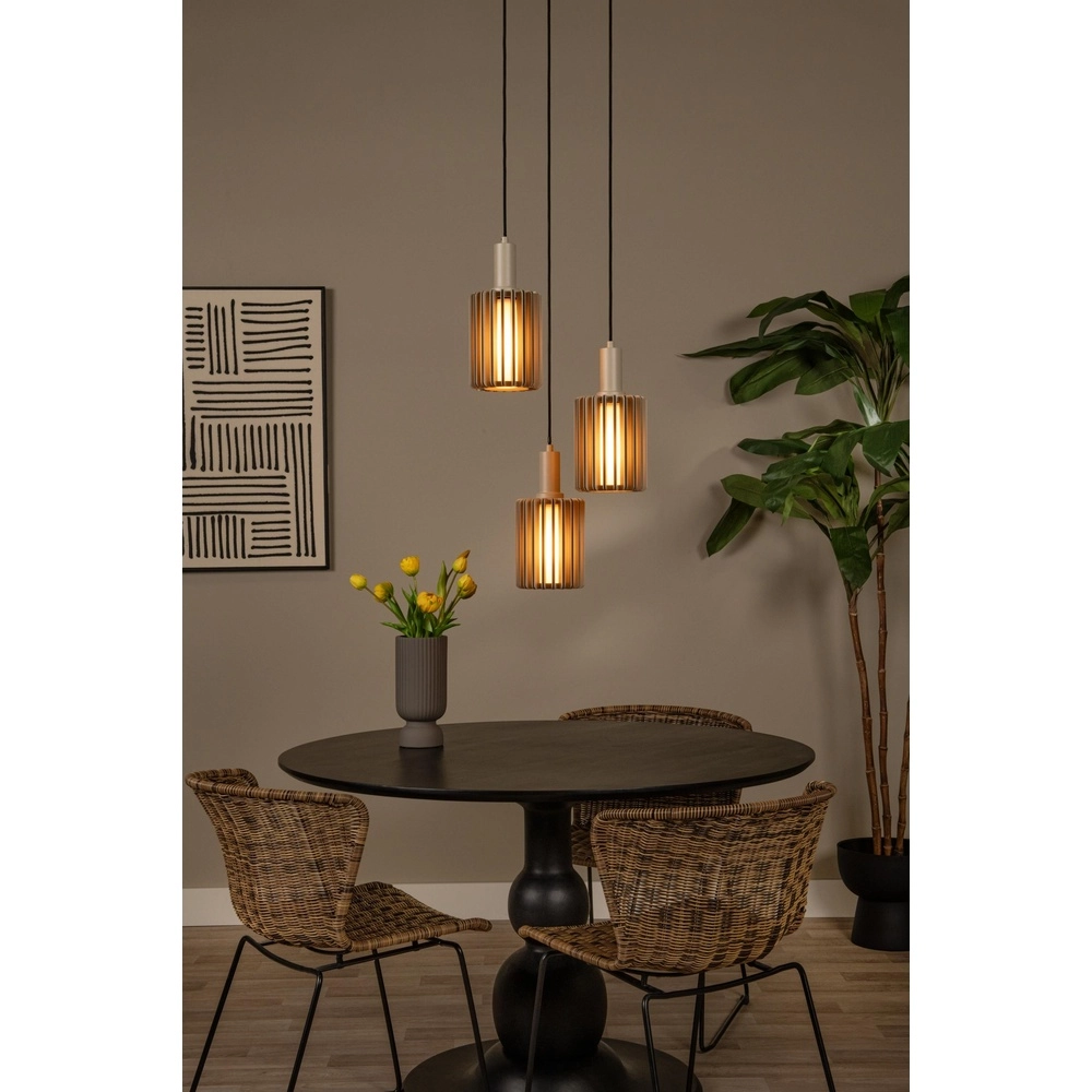 3-lichts hanglamp Lambres taupe Lucide 5411212452917