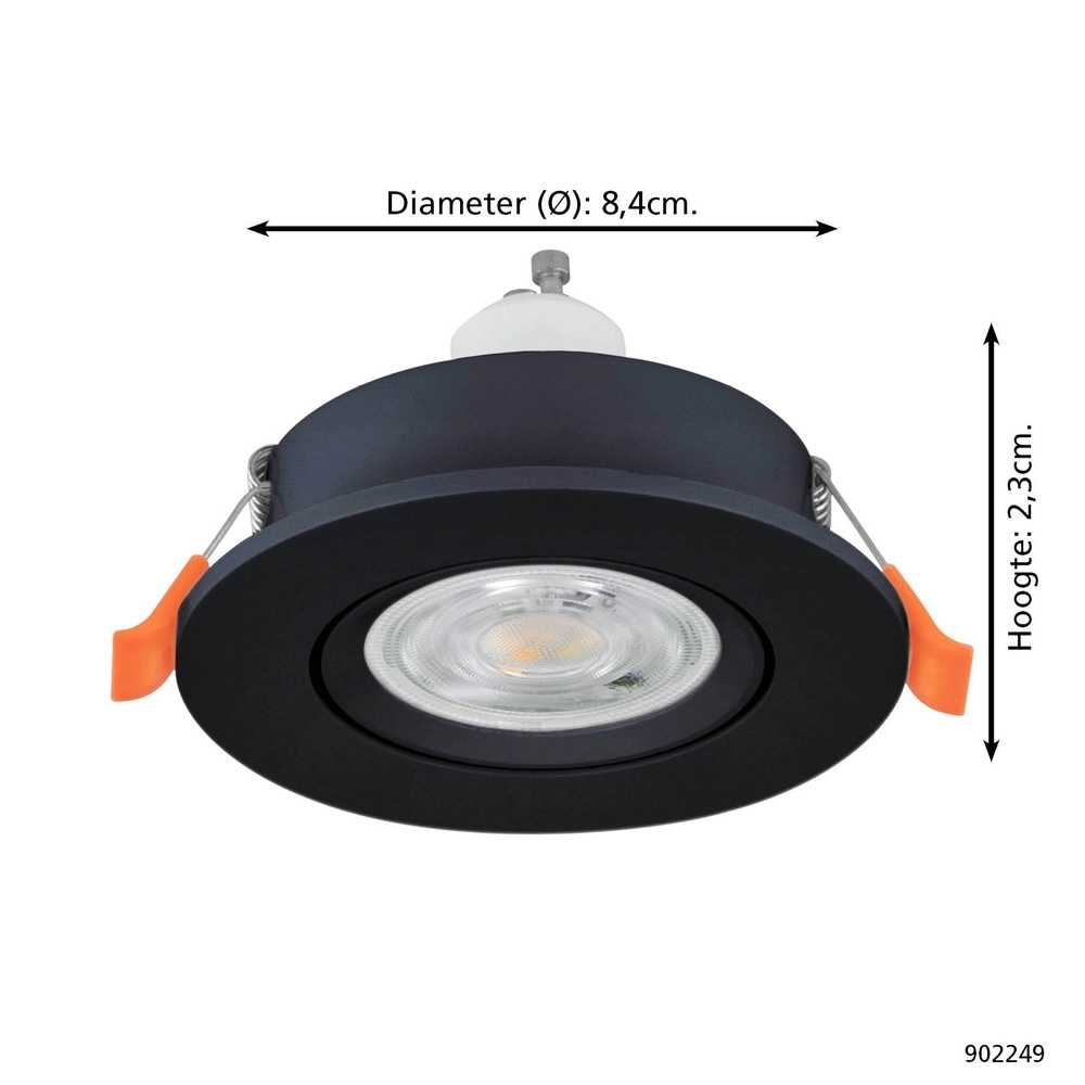 Inbouwspot Barranco zwart Ø 8,4cm IP44 - 4000K Eglo 9008606359288