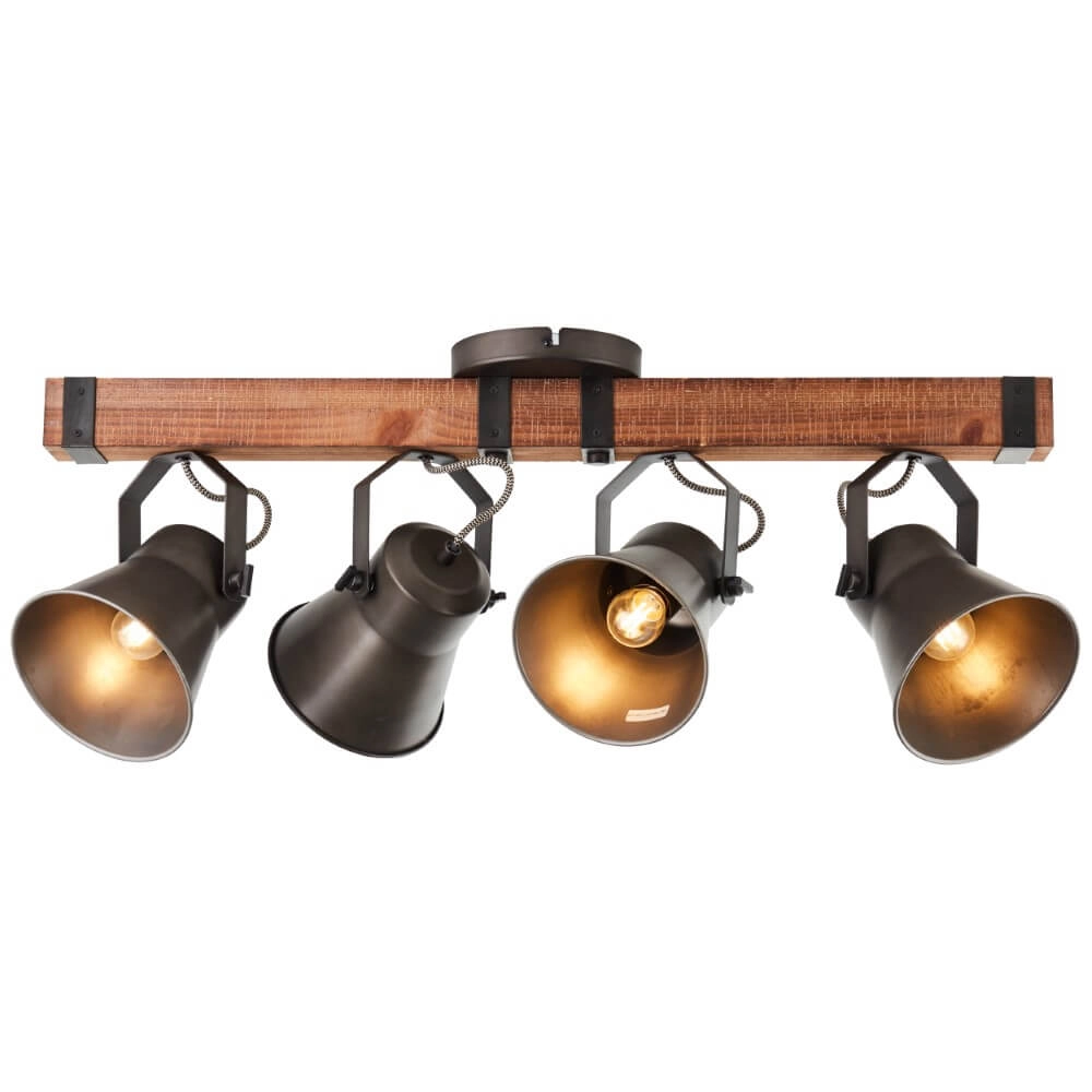 4-lichts plafondlamp Decca zwart met bruin