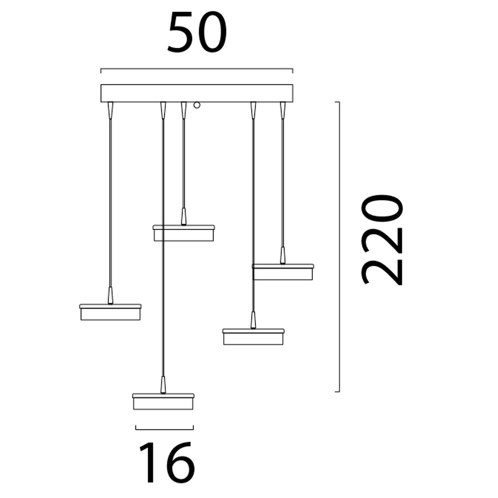 5-lichts hanglamp Imperia Ø 50cm zwart met goud Masterlight 8718121352534
