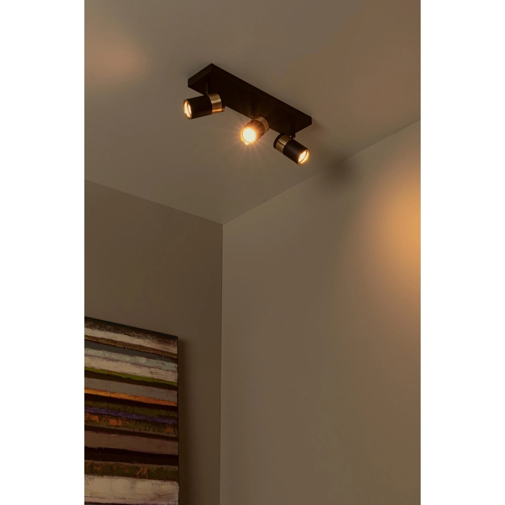 Plafondlamp Gorik 3-lichts zwart met goud Lucide 5411212530998