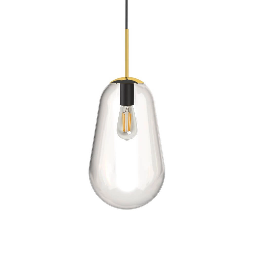Glazen hanglamp Pear Medium Ø 22cm goud met helder glas Glazen hanglamp Pear Medium Ø 22cm goud met helder glas