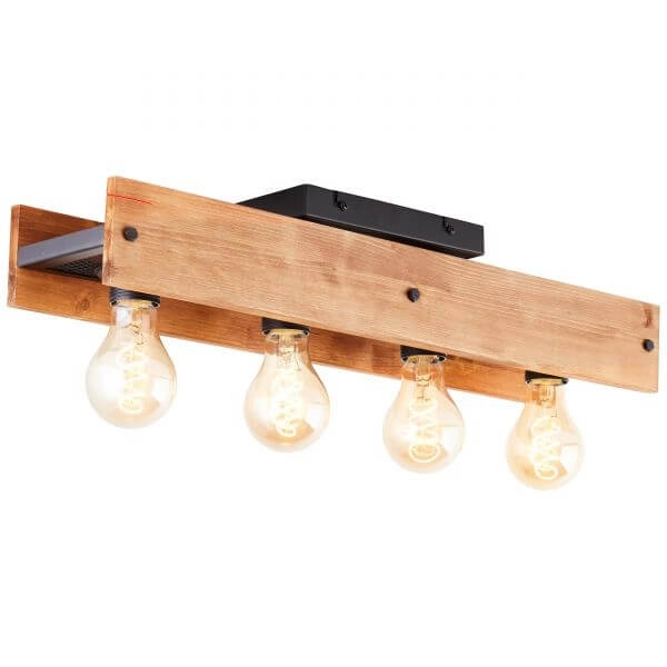 Plafondlamp Calandra 4-lichts zwart met houtbruin Brilliant 4004353394447