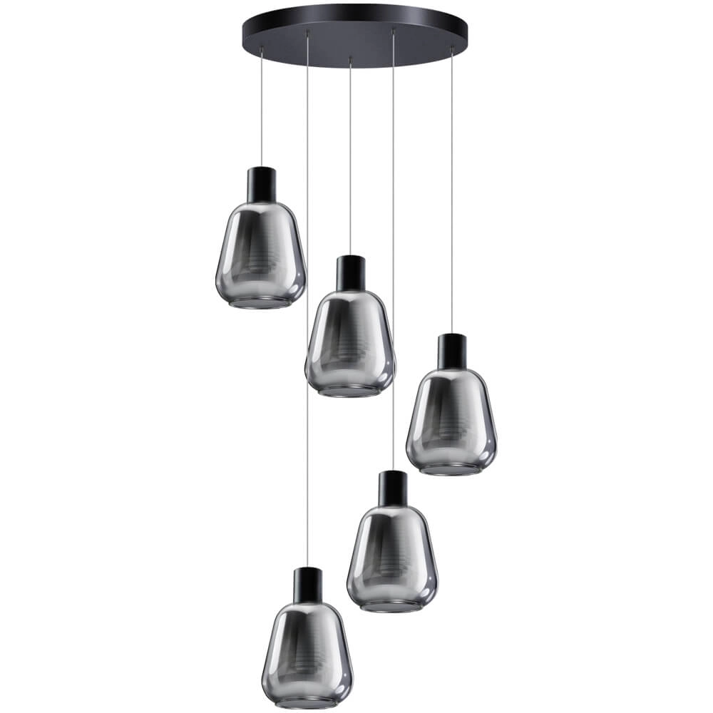 5-lichts vide hanglamp Gary glas 5-lichts vide hanglamp Gary glas
