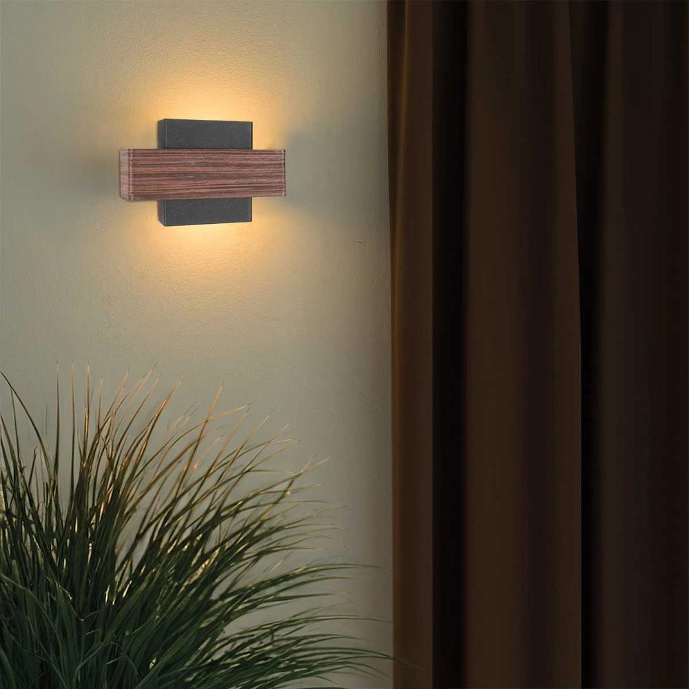 Wandlamp Muro zwart met hout M Steinhauer 8712746177756