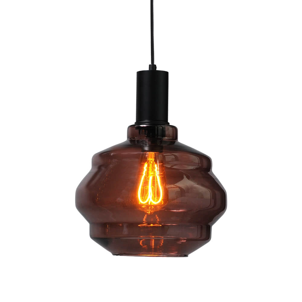 Hanglamp zwart Porto met Ball red glas - Ø 24cm