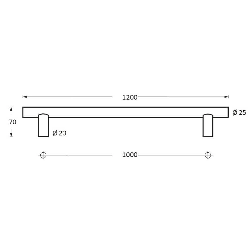 Deurgreep T-vorm Gripon 120x7cm RVS Intersteel 8714186334249