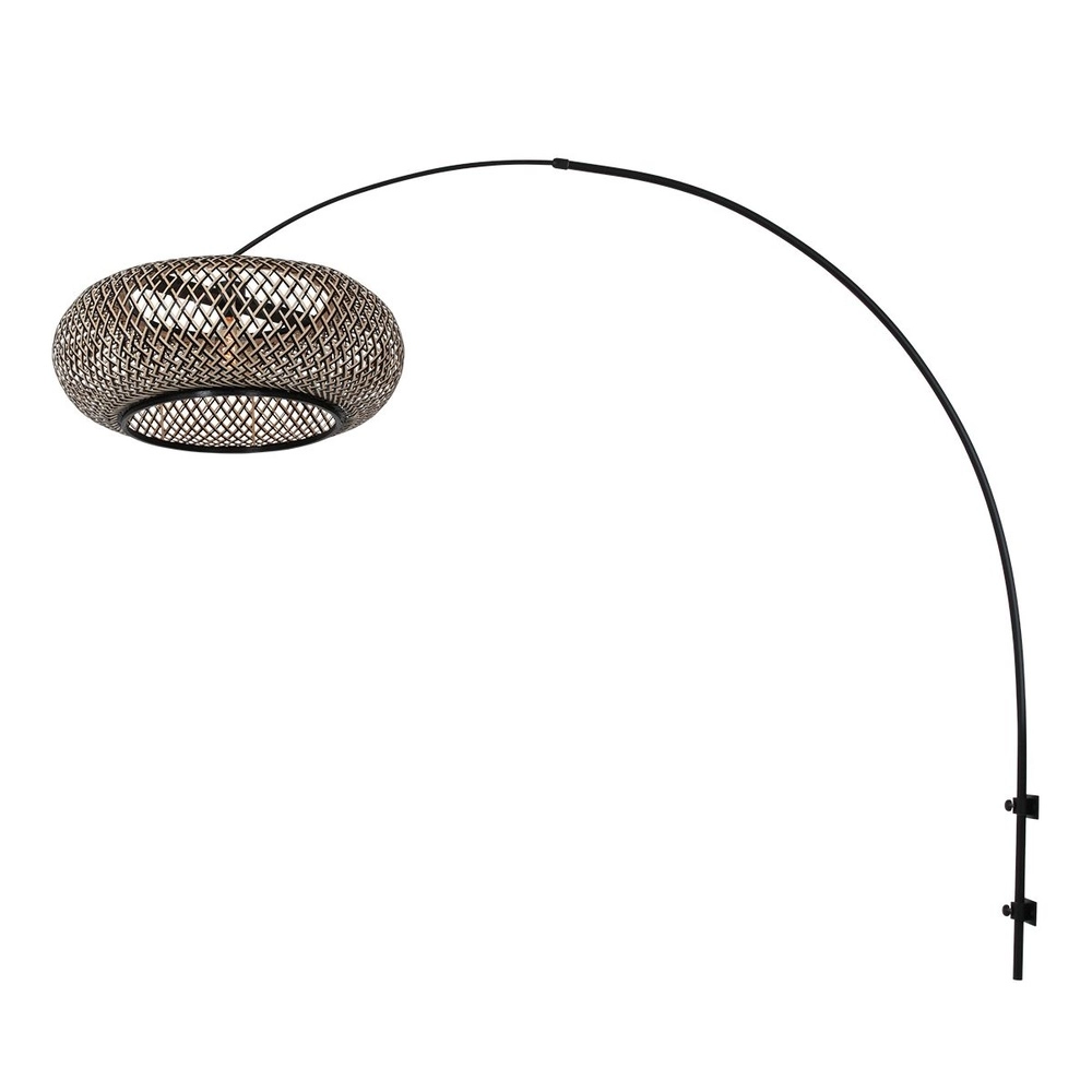Wandlamp boog Sparkled Light zwart en rotan kap Steinhauer 8712746181999