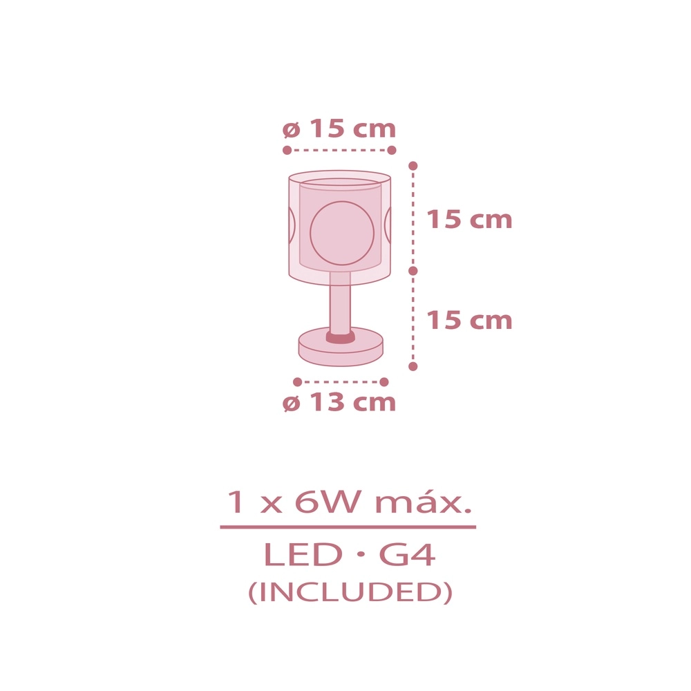 Tafellampje Princess Dance roze glow in the dark Dalber 8420406609119