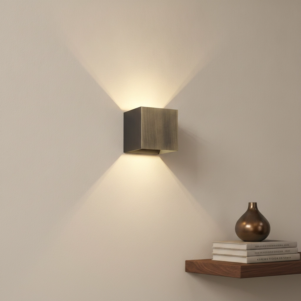 Vierkante wandlamp Gymm antiek brons