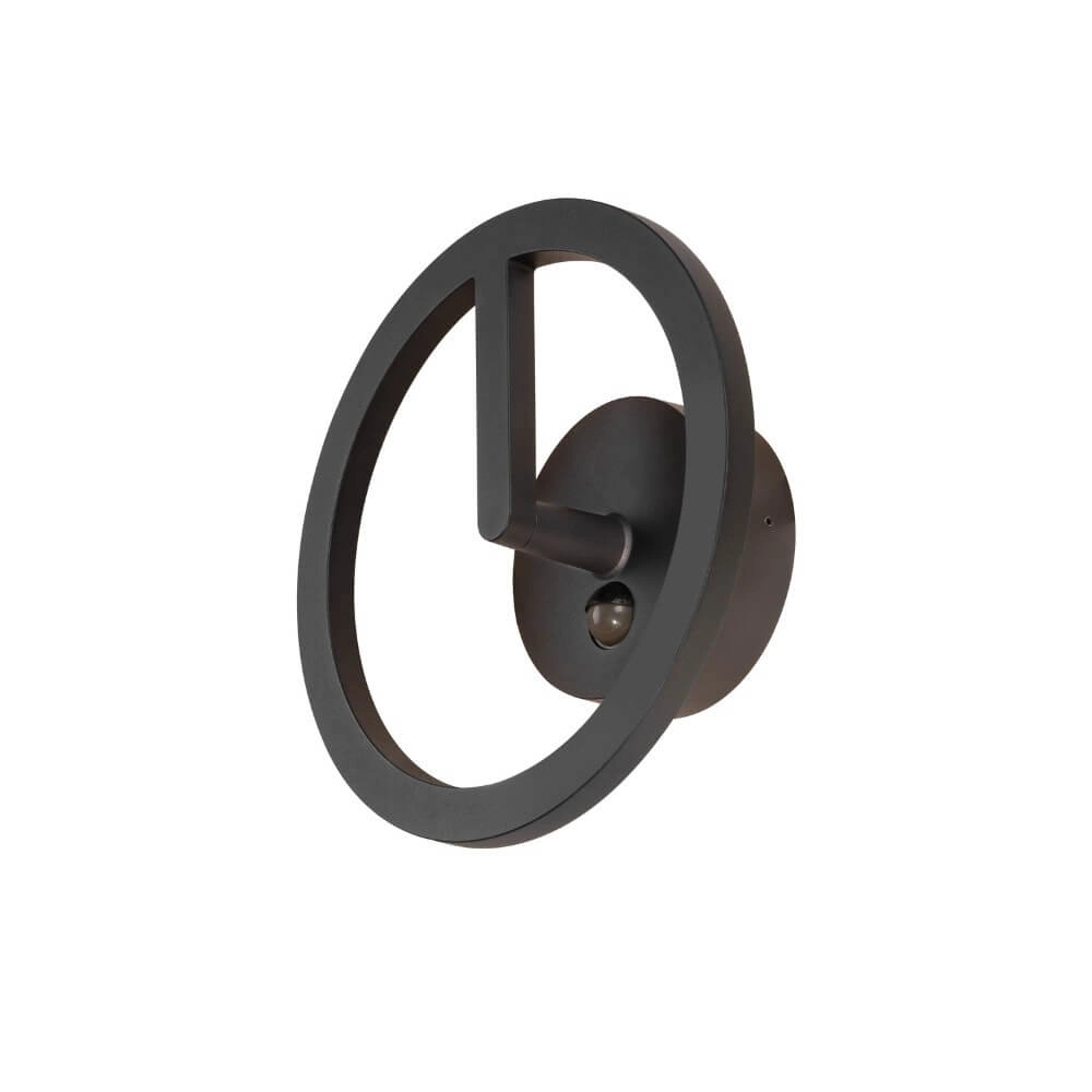 Strakke buitenlamp Q-Ring met sensor - zwart