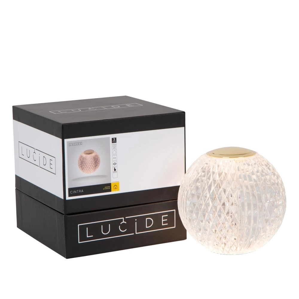 Gouden tafellampje Cintra oplaadbaar Ø 9cm - 3000K Lucide 5411212134356