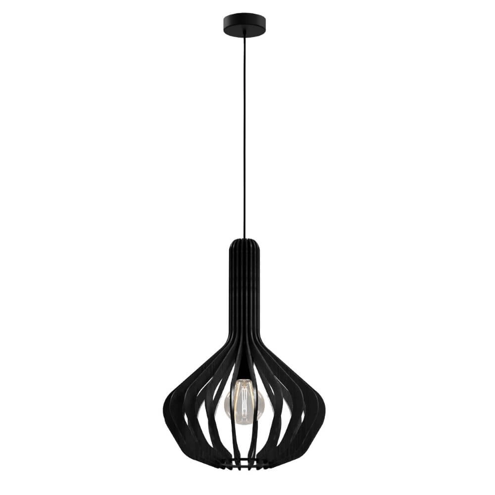 Zwart houten hanglamp Velasco Ø 38cm