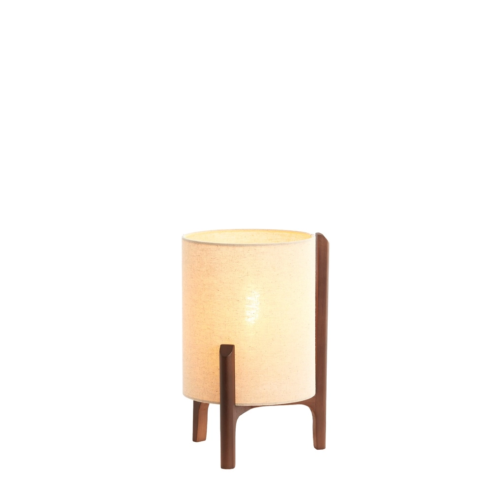 Schemerlamp Litto Ø 22cm - walnoot met naturel linnen Light & Living 8717807792671