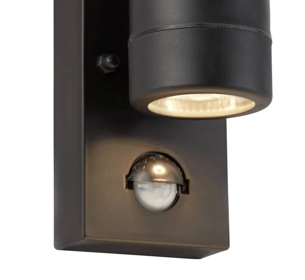 Kunststof wandspot Coastal Up - Down 2-lichts met sensor zwart Searchlight 5053423092607