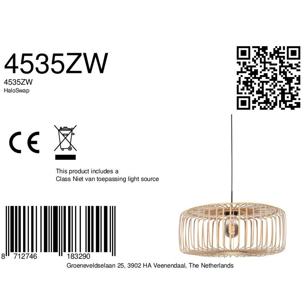 Hanglamp HaloSwap Ø 50cm rotan Steinhauer 8712746183290