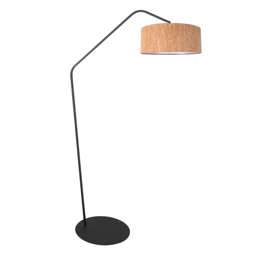 Zwarte vloerlamp Zig-Zag met kurk kap Ø50cm
