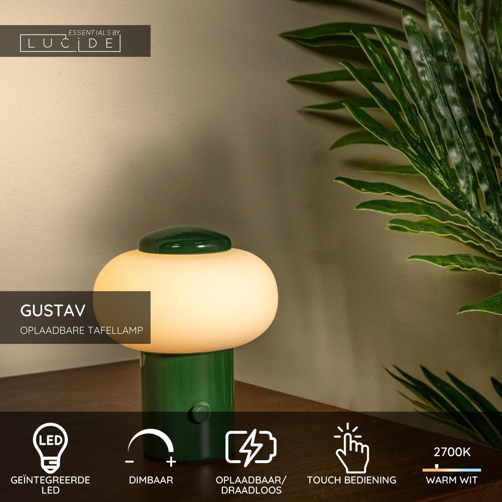 Oplaadbare tafellamp Gustav groen Lucide 5411212442048