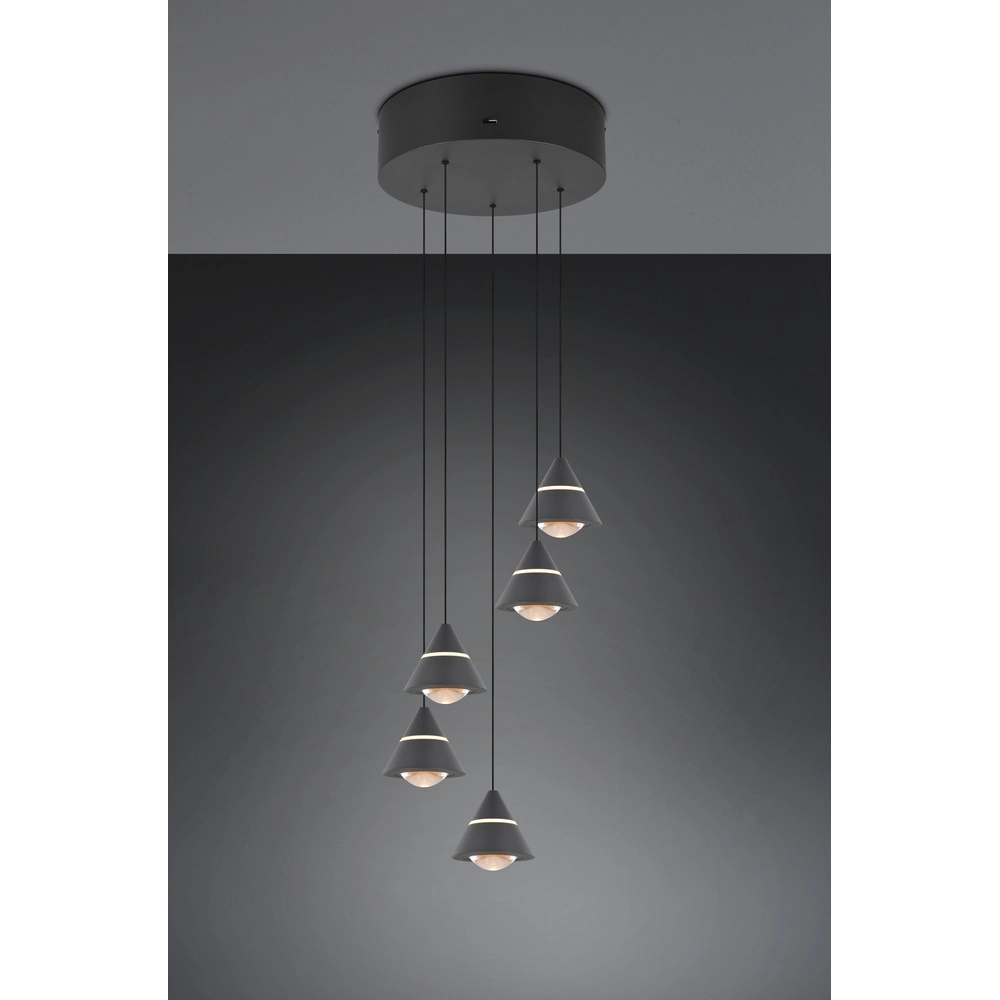 Design hanglamp Romeo 5-lichts zwart Trio 4017807667806