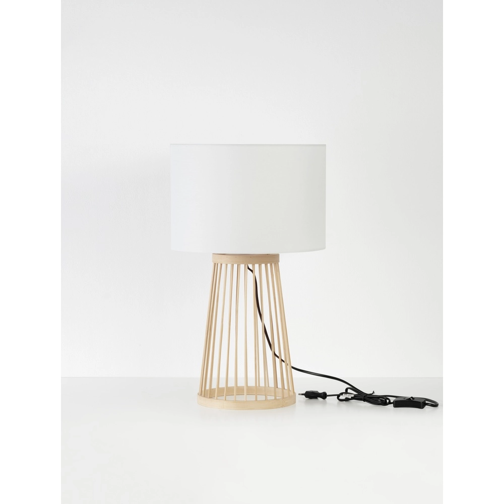 Schemerlamp Lois hout met witte kap Lyora 5212017465573