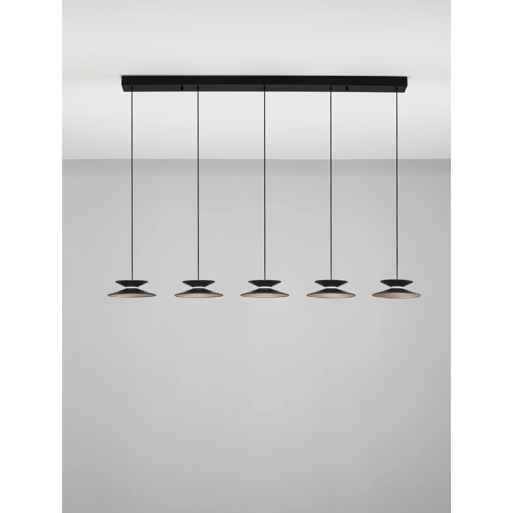 Design hanglamp Morfi recht 5-lichts zwart Lyora 5212017458490