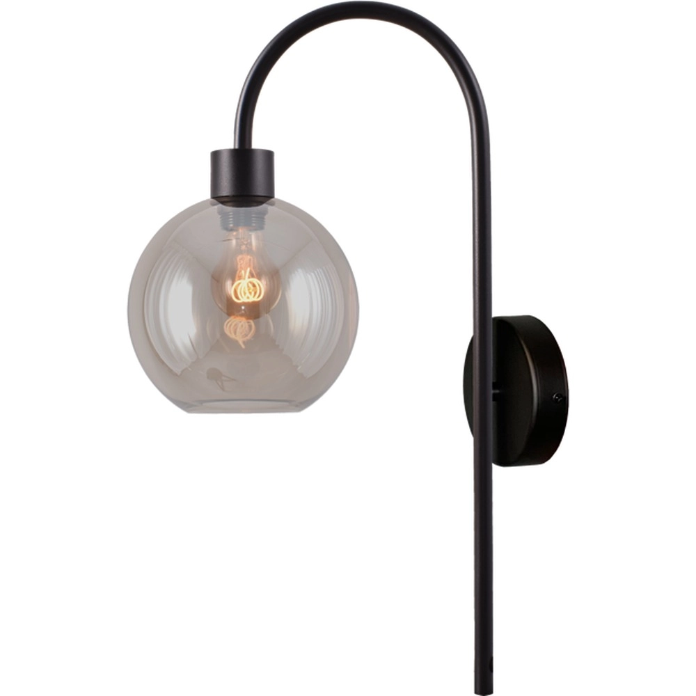 Wandlamp Lazise zwart met amber glas 61cm