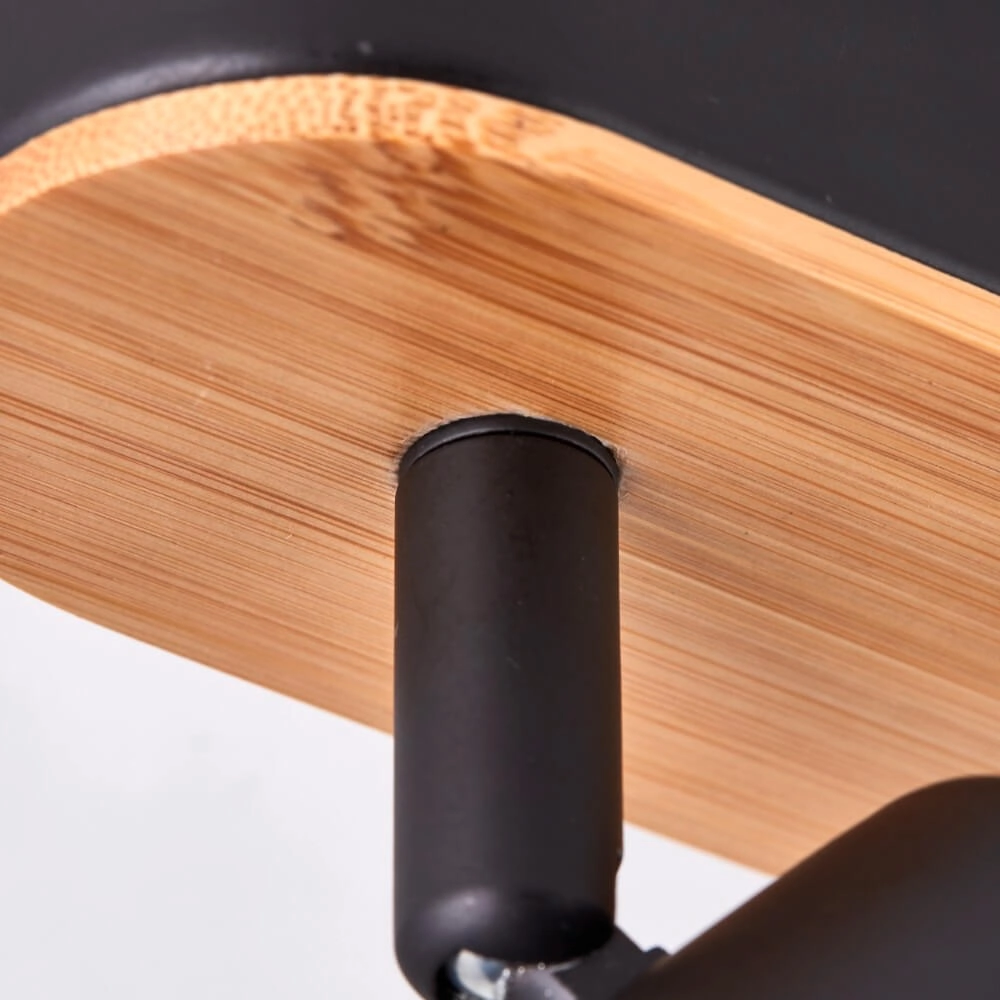 Plafondlamp Niels 3-lichts zwart met hout Brilliant 4004353412059