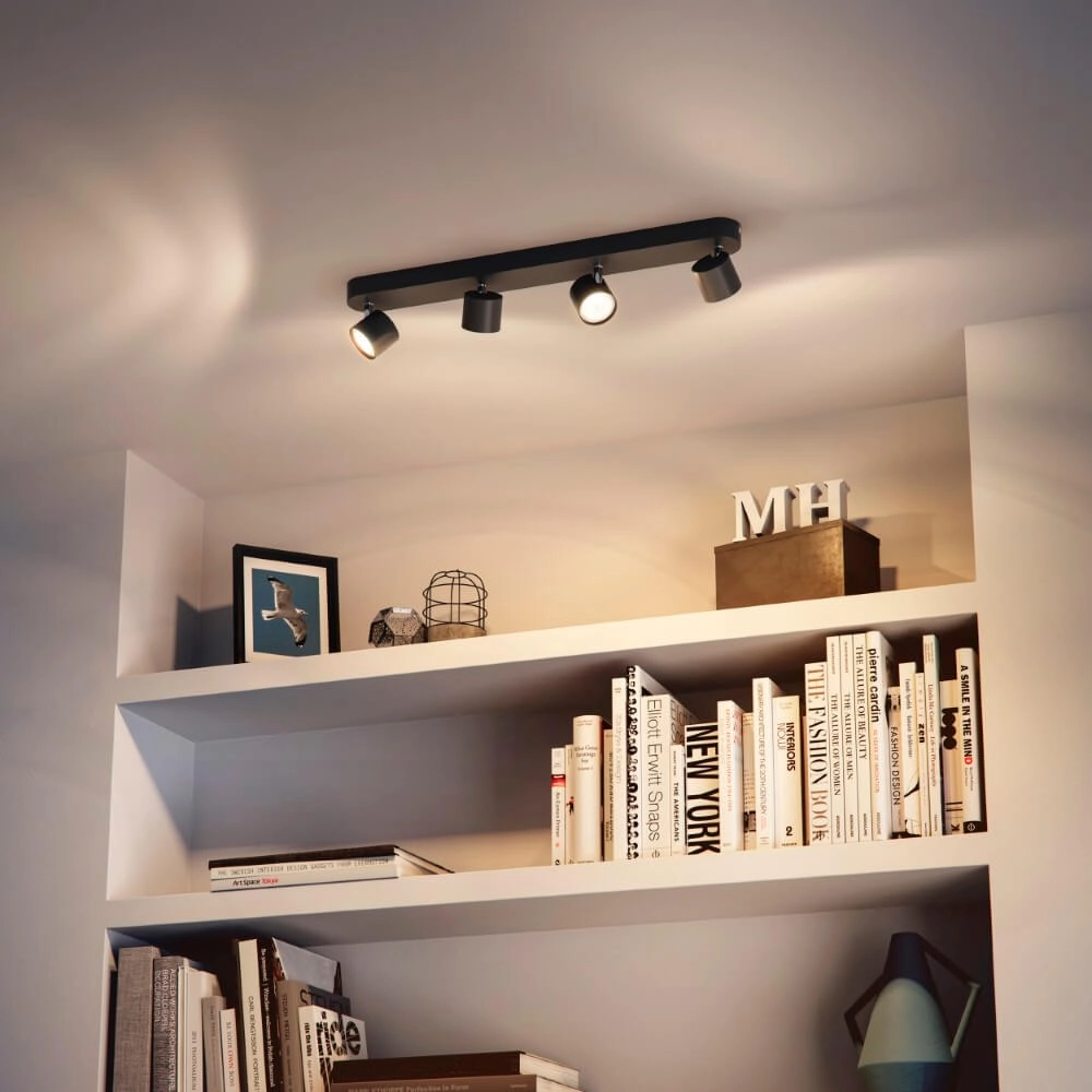 Zwarte led plafondspot Star 4-lichts Philips 8719514435438