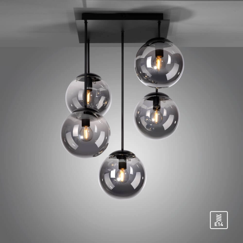 5-lichts plafondlamp Big Widow zwart Just Light 4043689988371