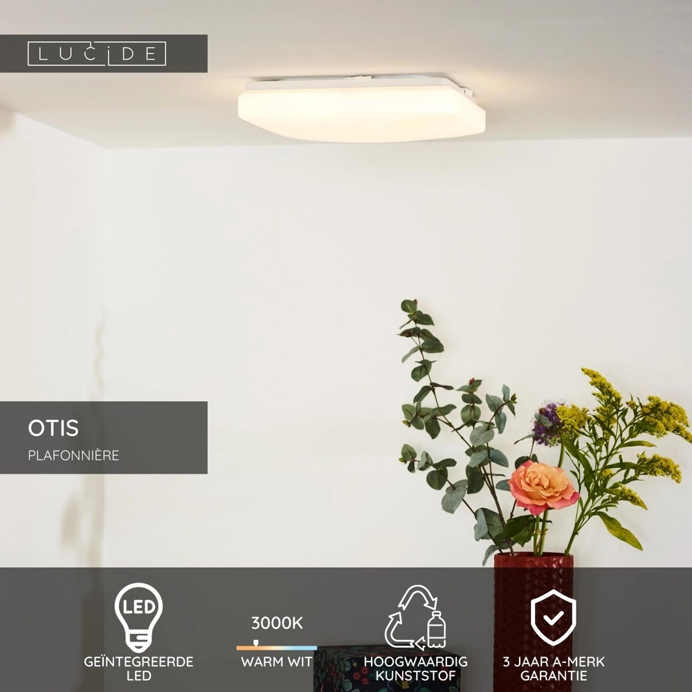 Vierkante plafonniere Otis 28cm wit Lucide 5411212791344