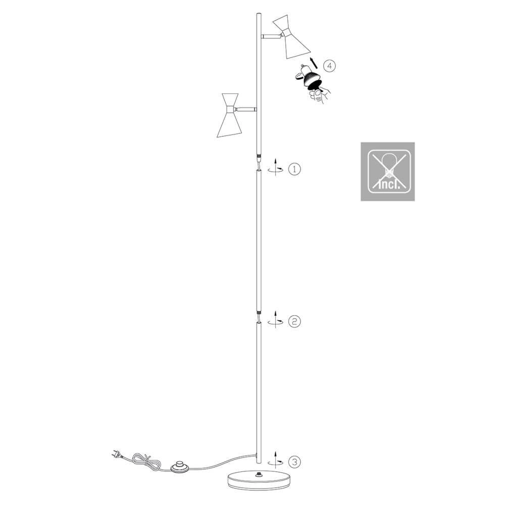 Design vloerlamp Preto zwart met goud Steinhauer 8712746176315