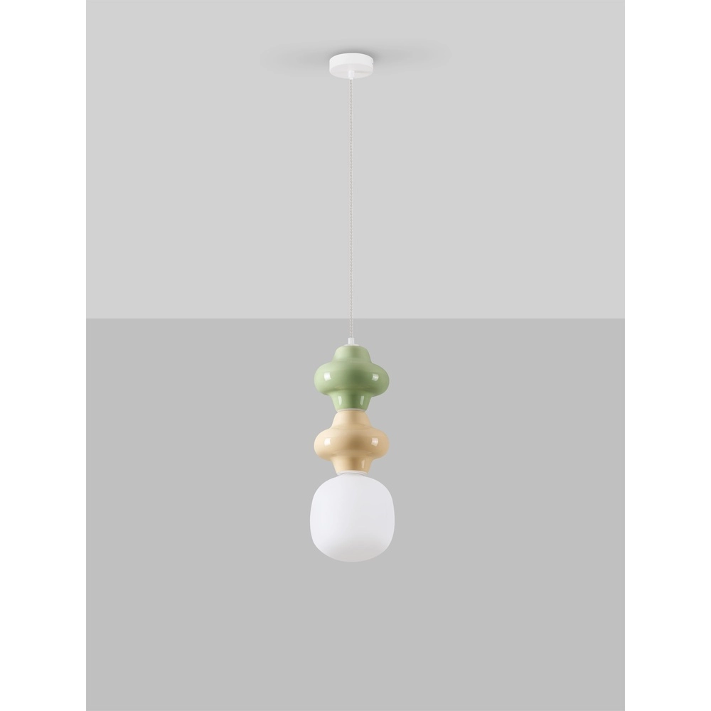 Hanglamp Clio M groen en geel keramiek Lyora 5212017461292
