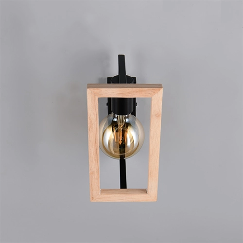 Design wandlamp Bano zwart met hout Trio 4017807670899